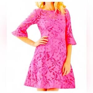 Lilly Pulitzer Ophelia Lace Swing Shift Dress Prosecco Pink XL